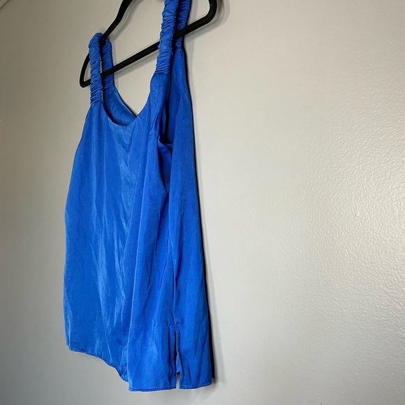 NWT 1 State Dragonfly Blue Satin Lined Tank Top Scrunched Straps - Picture 8 of 11